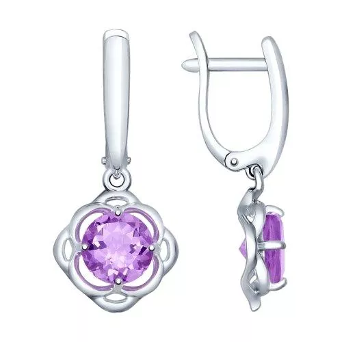 Серьги из серебра с аметистами