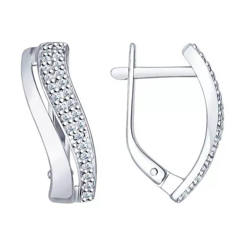 Серьги из серебра с фианитами