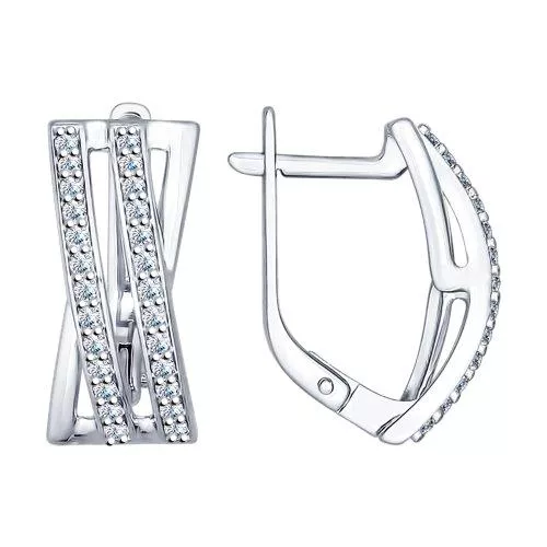 Серьги из серебра с фианитами