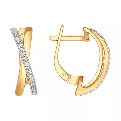 Серьги из золочёного серебра с фианитами