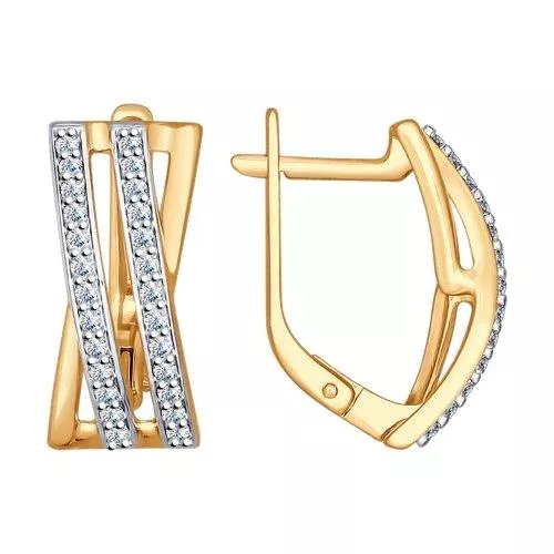 Серьги из золочёного серебра с фианитами