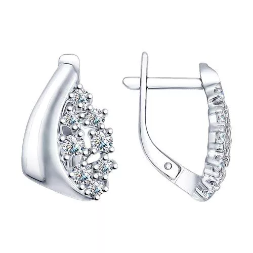 Серьги из серебра с фианитами