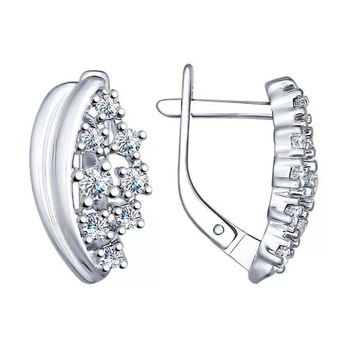Серьги из серебра с фианитами