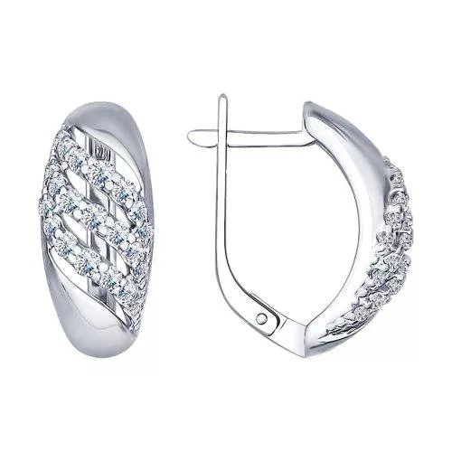 Серьги из серебра с фианитами