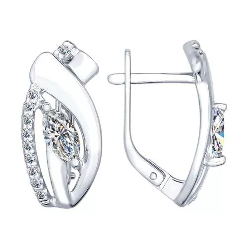 Серьги из серебра с фианитами