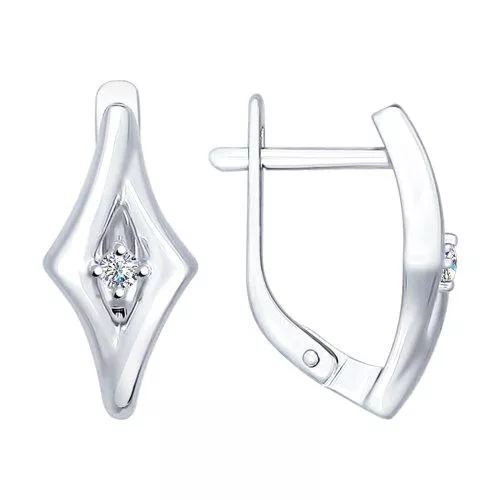 Серьги из серебра с фианитами