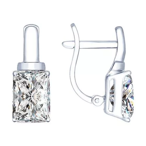 Серьги из серебра с фианитами