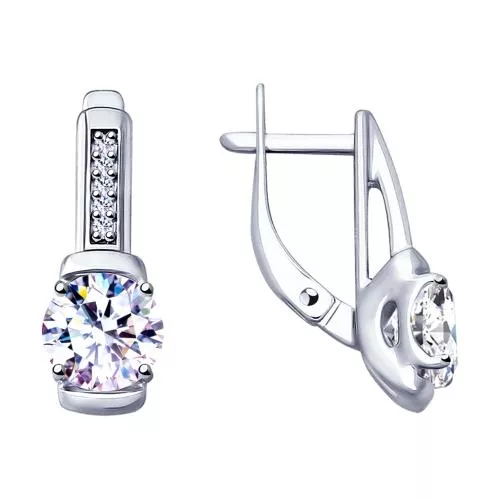 Серьги из серебра с фианитами