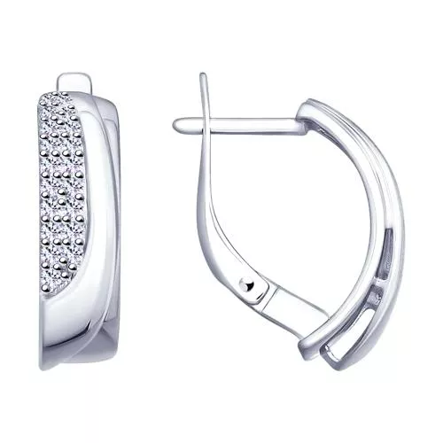 Серьги из серебра с фианитами