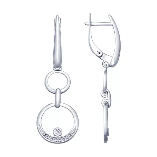 Серьги из серебра с фианитами