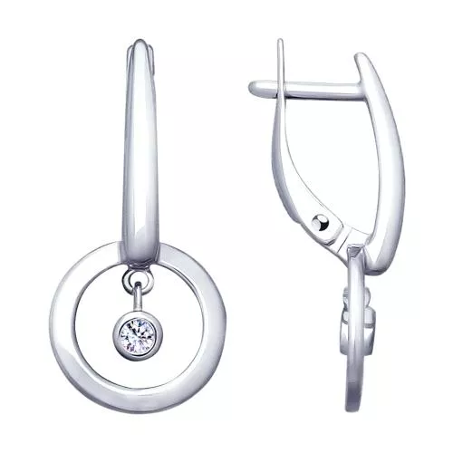 Серьги из серебра с фианитами