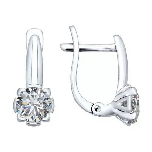 Серьги из серебра с фианитами