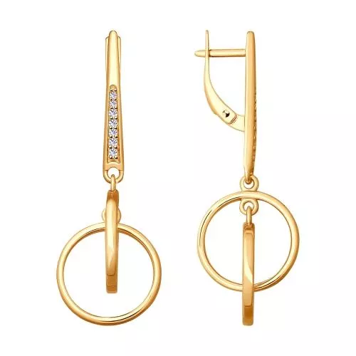 Серьги из золочёного серебра с фианитами