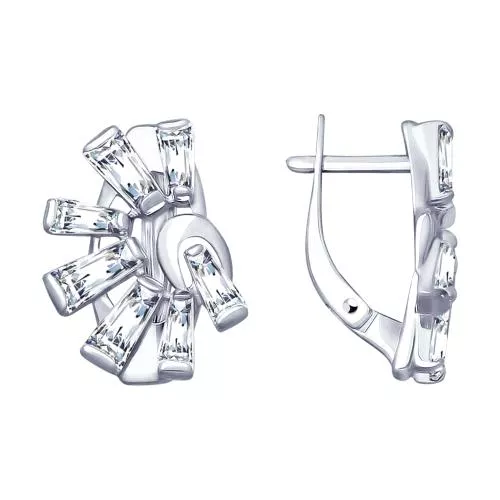 Серьги из серебра с фианитами