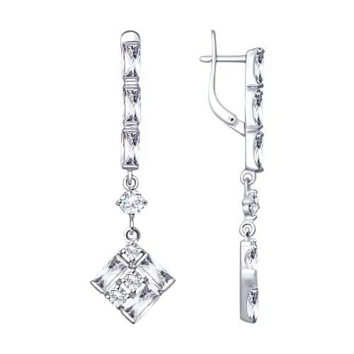 Серьги из серебра с фианитами