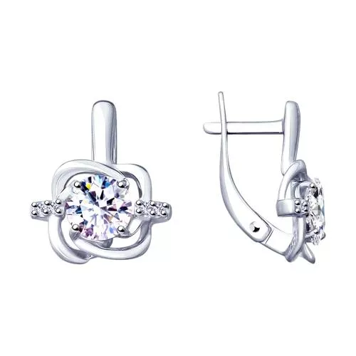 Серьги из серебра с фианитами