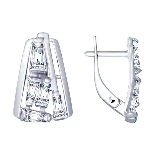 Серьги из серебра с фианитами