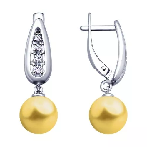 Серьги из серебра с жемчугом Swarovski