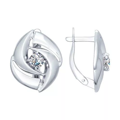 Серьги из серебра с фианитами