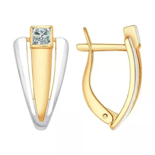 Серьги из золочёного серебра с фианитами