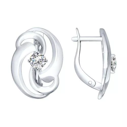 Серьги из серебра с фианитами