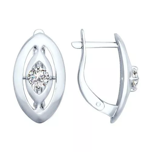 Серьги из серебра с фианитами