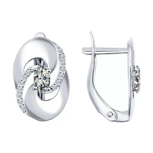 Серьги из серебра с фианитами