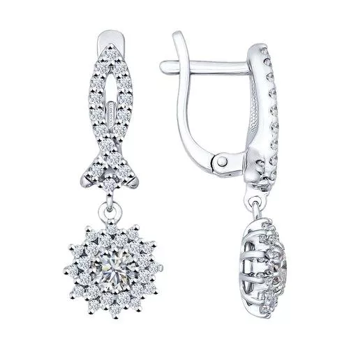 Серьги из серебра с фианитами