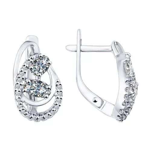 Серьги из серебра с фианитами