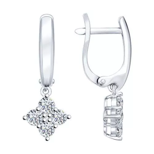 Серьги из серебра с фианитами
