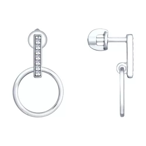 Серьги из серебра с фианитами