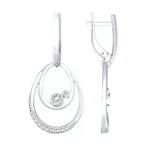 Серьги из серебра с фианитами