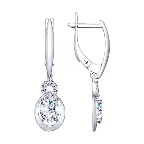 Серьги из серебра с фианитами