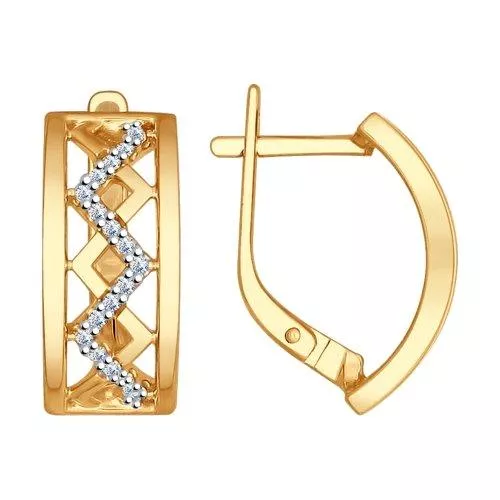 Серьги из золочёного серебра с фианитами