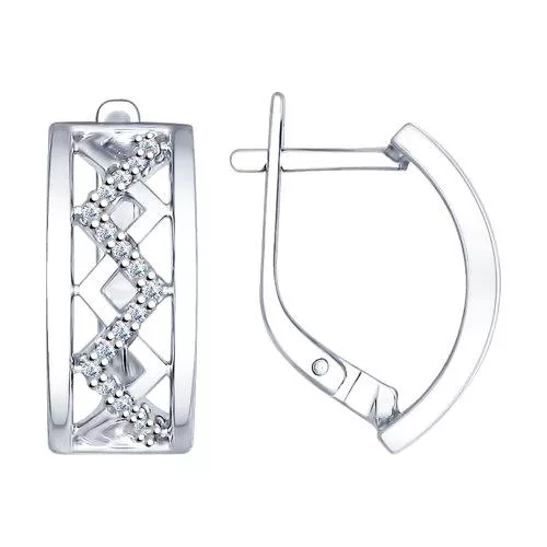 Серьги из серебра с фианитами