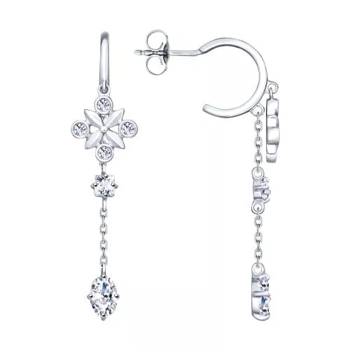 Серьги из серебра с фианитами