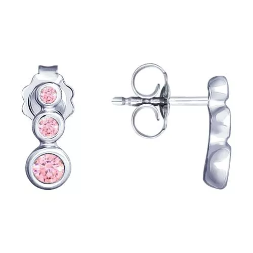 Серьги из серебра с фианитами