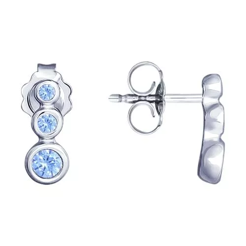 Серьги из серебра с фианитами