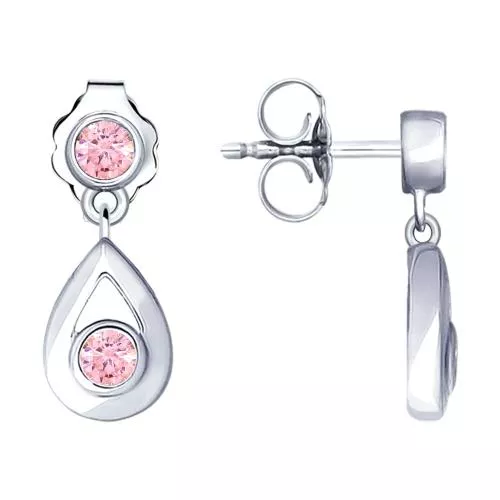 Серьги из серебра с фианитами