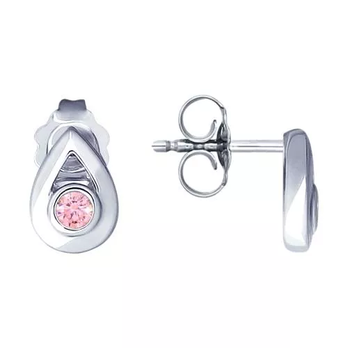 Серьги из серебра с фианитами