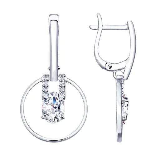 Серьги из серебра с фианитами