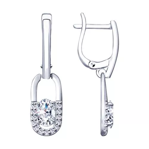 Серьги из серебра с фианитами