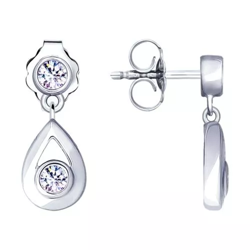Серьги из серебра с фианитами