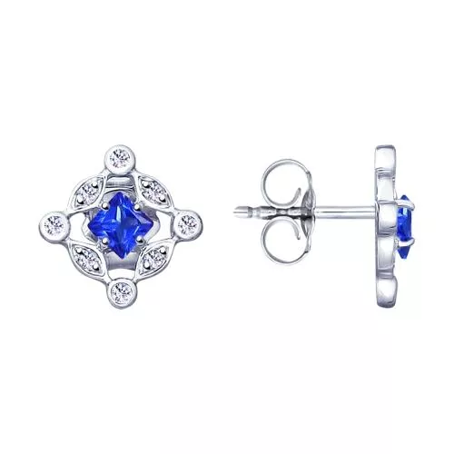 Серьги из серебра с фианитами