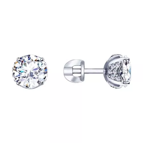 Серьги из серебра с фианитами