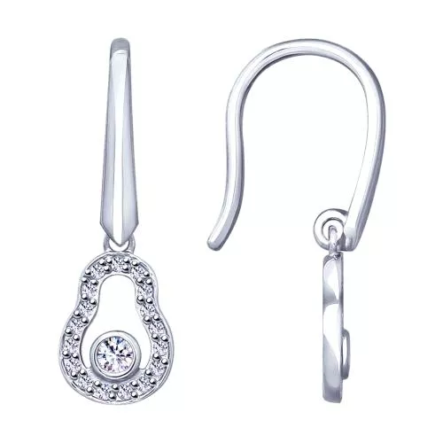 Серьги из серебра с фианитами