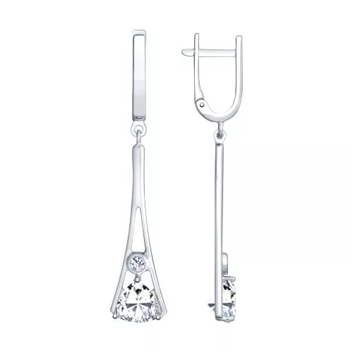 Серьги из серебра с фианитами