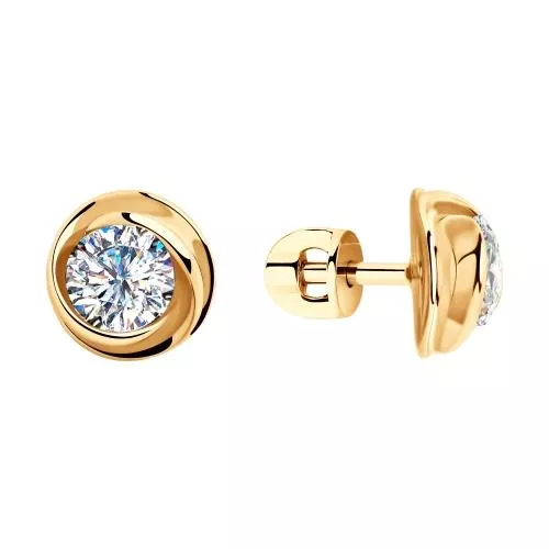 Серьги из золочёного серебра с фианитами