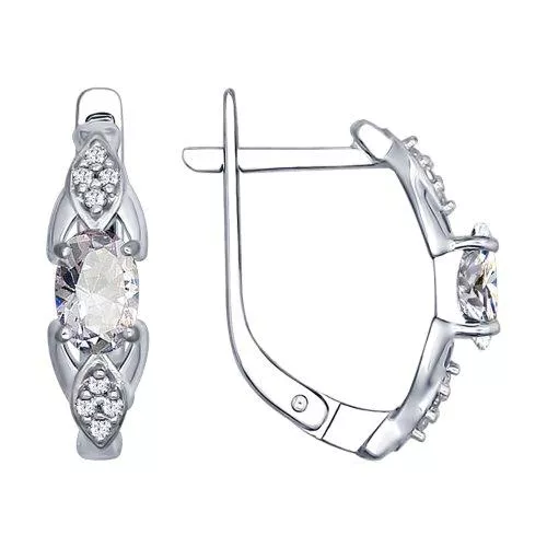 Серьги из серебра с фианитами