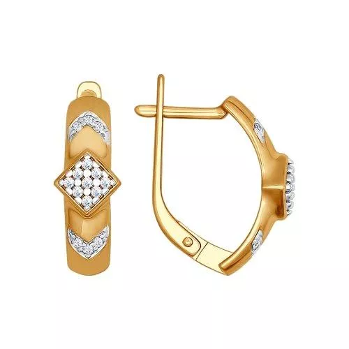 Серьги из золочёного серебра с фианитами